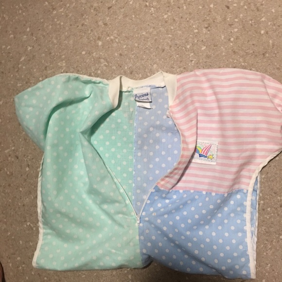 Vtg Precious Originals body suit romper polkadot zips pink blue green white 3T - Picture 8 of 14